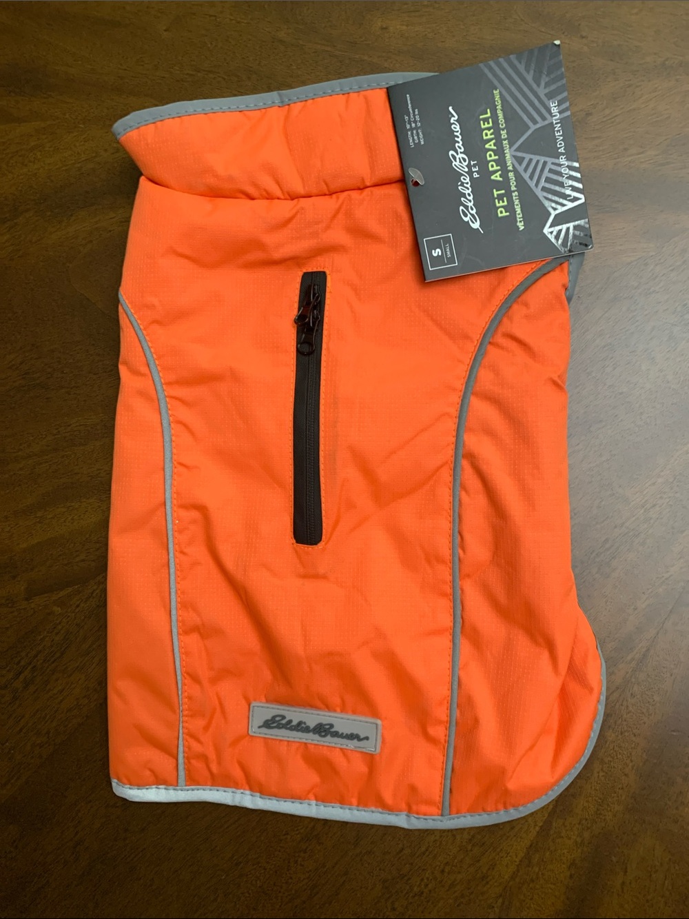 Eddie Bauer Bright Orange Pet Coat with Reflective Trim